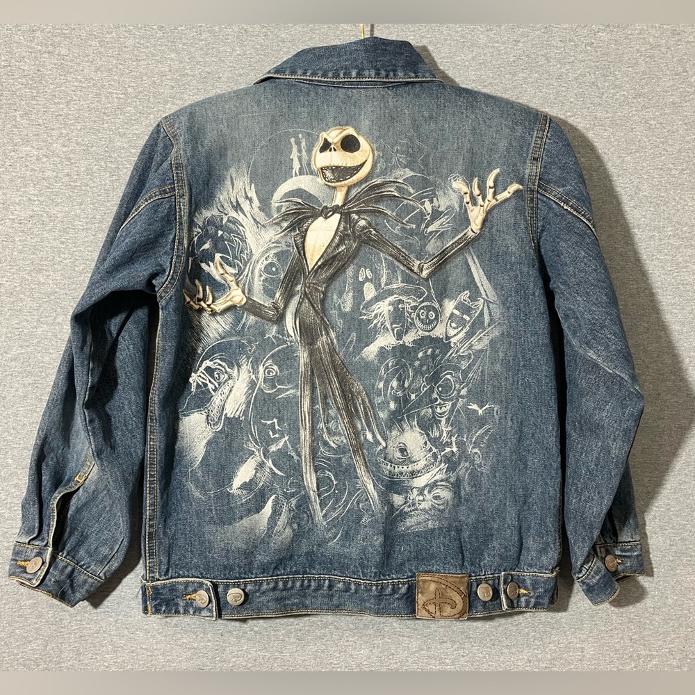 Kids' Disney Jack Skellington Denim Jacket Distressed Size Medium 7 8 Pumpkin